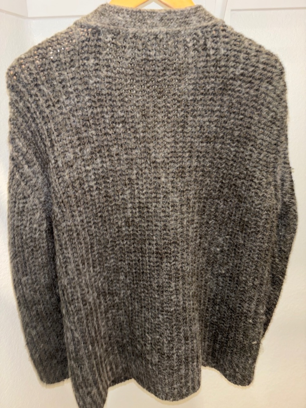 Anine Bing Charcoal Gray Textured V-Neck Cardigan - Picture 3 of 8